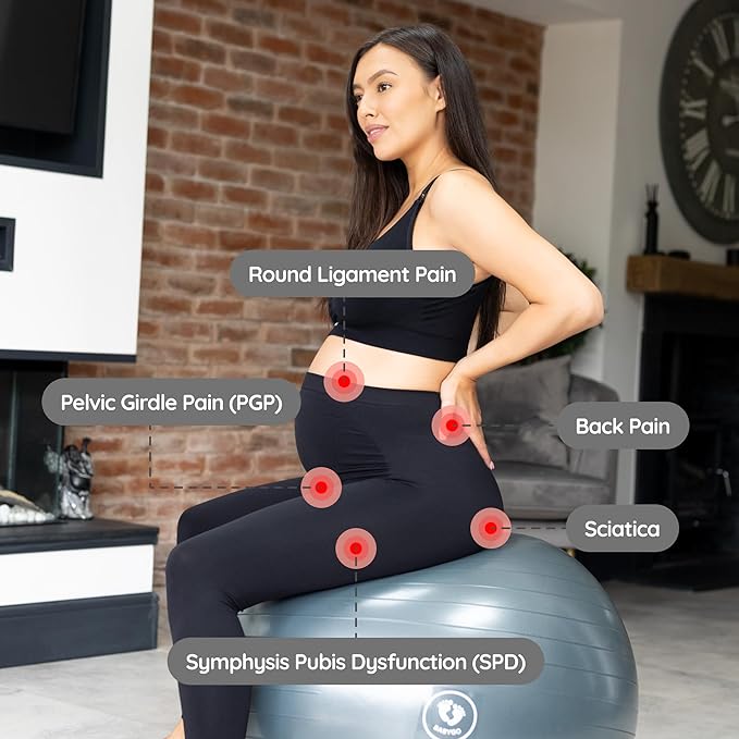 BABYGO Birthing Ball - Pregnancy Yoga Labor & Exercise Ball & Book Set Trimester Targeting, Maternity Physio, Birth & Recovery Plan Included Anti Burst Eco Friendly