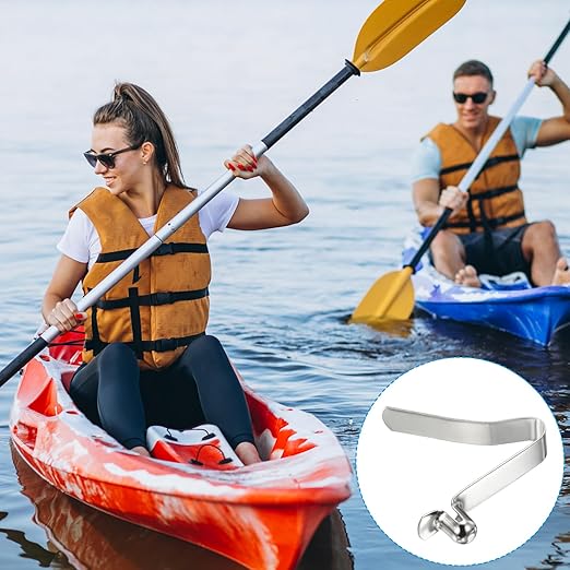 PATIKIL 8x6mm Kayak Paddle Snaps, 10 Pack Tent Pole Clips Steel V Shaped Single Pin Push Button Spring Clips Lock Tube Pole Clips for Camping Awning