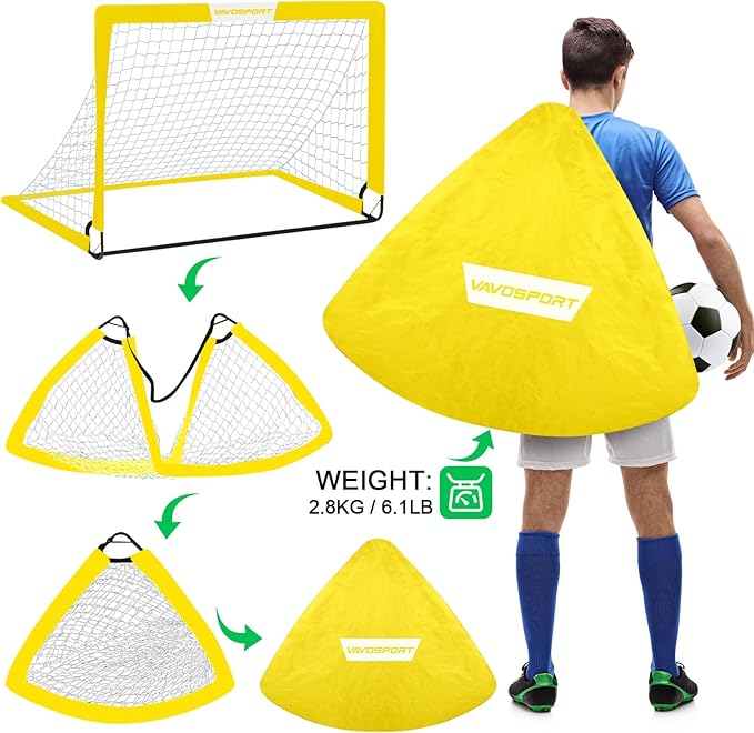 Kids Soccer Goals for Backyard Set - 2 of 4' x 3' Portable Soccer Goal Training Equipment, Pop Up Toddler Soccer Net with Soccer Ball, Soccer Set for Kids, Youth Outdoor Games, Sports, Play
