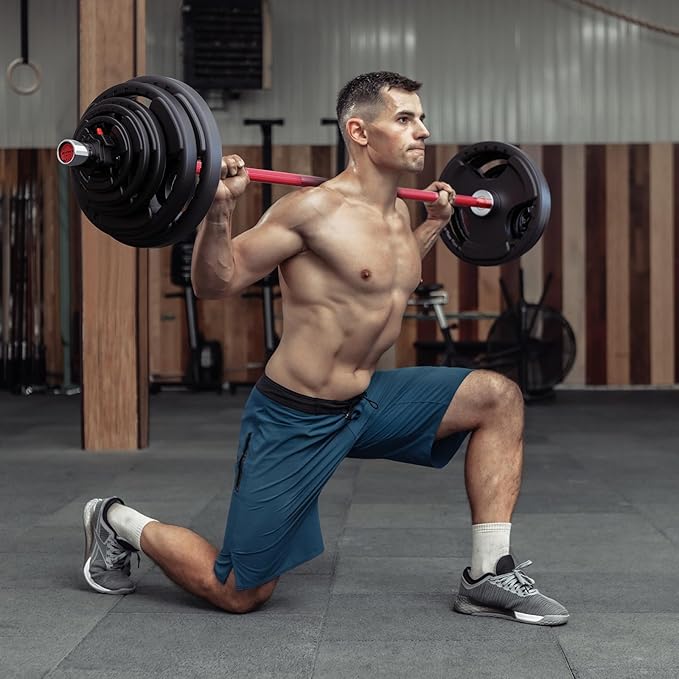 RitFit Barbell Weight Set - 4/6FT Olympic Barbell with Weight Plates (55-275LB Total) - Weightlifting Equipment for Squats, Curls, Deadlifts, Presses, Hip Thrusts