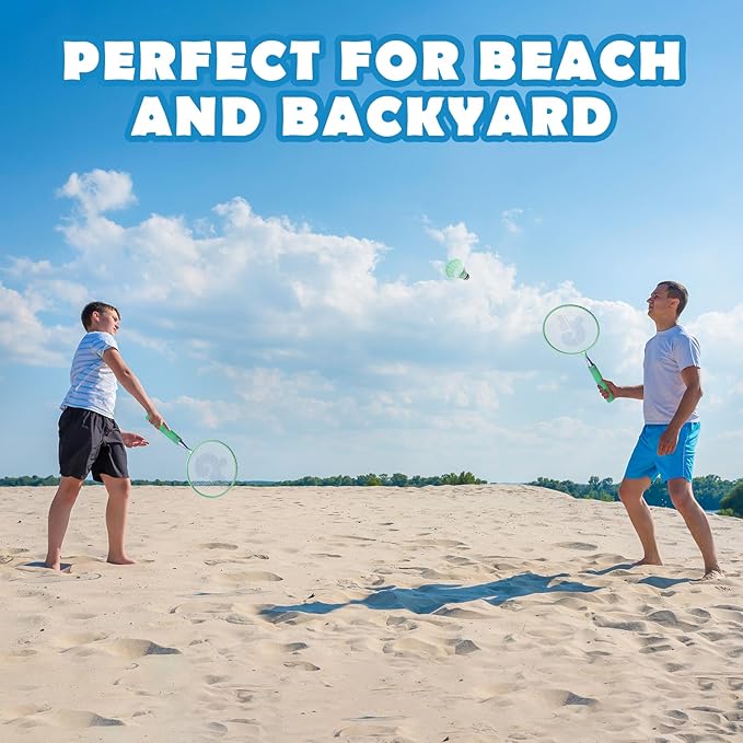 JOY SPOT! Kids Badminton Rackets Set with Soft Grip, Oversize & Lightweight Shuttlecocks Racquet with Carry Bag for Children Youth, 2 Player Sport Game for Indoor Outdoor Backyard