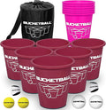 BucketBall | Team Color Edition | Combo Pack (Maroon/Pink): Original Yard Pong Game: Best Camping, Beach, Lawn, Outdoor, Family, Adult, Tailgate, Jumbo, Giant Game