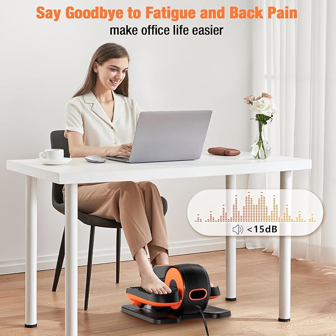 Under Desk Elliptical Exercise Machine, Ellipse Leg Exerciser as Seen on TV with Remote, 15 Adjustable Speed, Portable Leg Exerciser While Sitting for Seniors, Quiet Elliptical Machine for Home Office