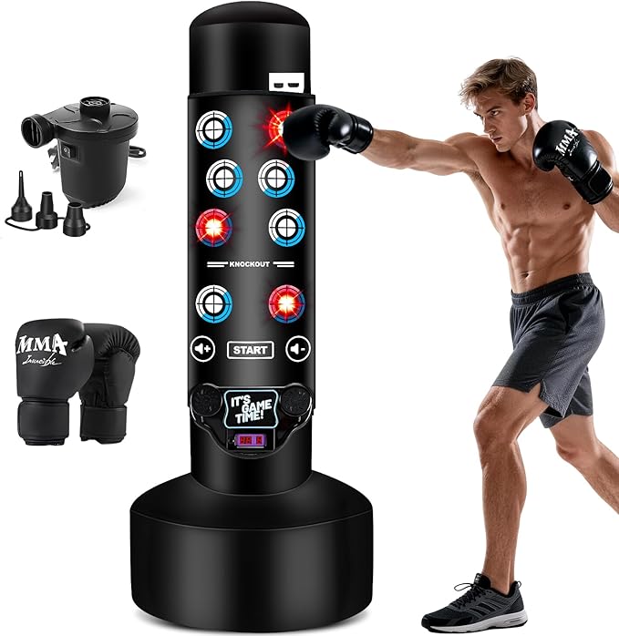 Freestanding Punching Bag for Adults, 70'' Boxing Bag with Stand Kicking Bag Heavy Bag with Boxing Gloves and Electric Air Pump, Women Men Kickboxing Bags for Beginners Training MMA Muay Thai Fitness