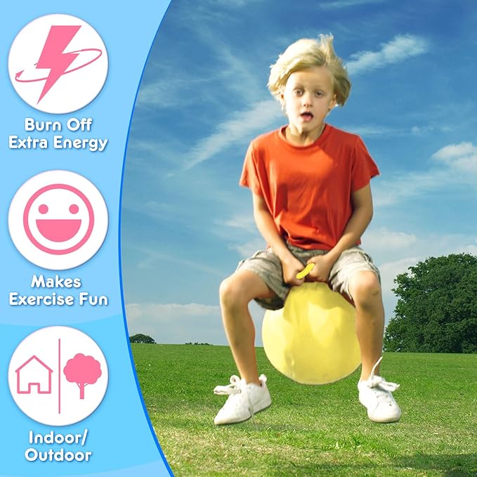 Lewtemi 6 Pcs Hopper Ball Jumping Hopping Inflatable Ball Bouncing Ball with Handle and Air Pump Outdoor Games for Kids Sport Exercise(Light Colors, 18 Inch)