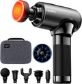 Massage Gun Deep Tissue with Heat Head, Handheld Muscle Back Massager with Carry Case, Portable Percussion Massager Gun with 6 Replacements for Athletes Pain Relief