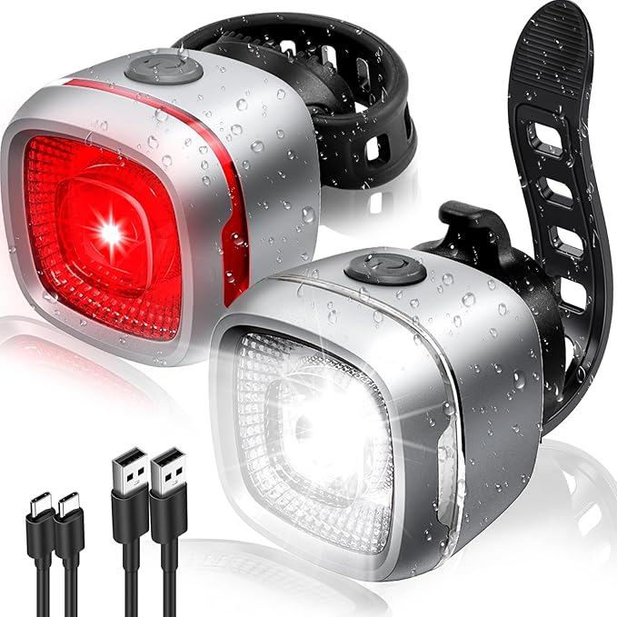 Mini Bike LightNew 5+5 Mode IPX6 Waterproof, Type-C Rechargeable, Suitable for Night Riding, with high Brightness Front and Rear,Headlight Taillight for Men Women Kids Road Mountain