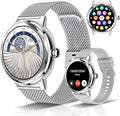 1.57'' Smart Watch for Women with Heart Rate/SpO2/Female Cycle Tracker, Silver Smartwatch Answer/Make Calls, IP67 Fitness Tracker with 123 Sports Modes, 2 Bands, iOS Android Compatible