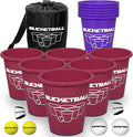 BucketBall | Team Color Edition | Combo Pack (Maroon/Purple): Original Yard Pong Game: Best Camping, Beach, Lawn, Outdoor, Family, Adult, Tailgate, Jumbo, Giant Game