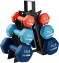 HolaHatha 2, 3, 5, 8, and 10 Pound Neoprene Dumbbell Free Hand Weight Set with Rack, Ideal for Home Exercises to Gain Tone and Definition, Pastel