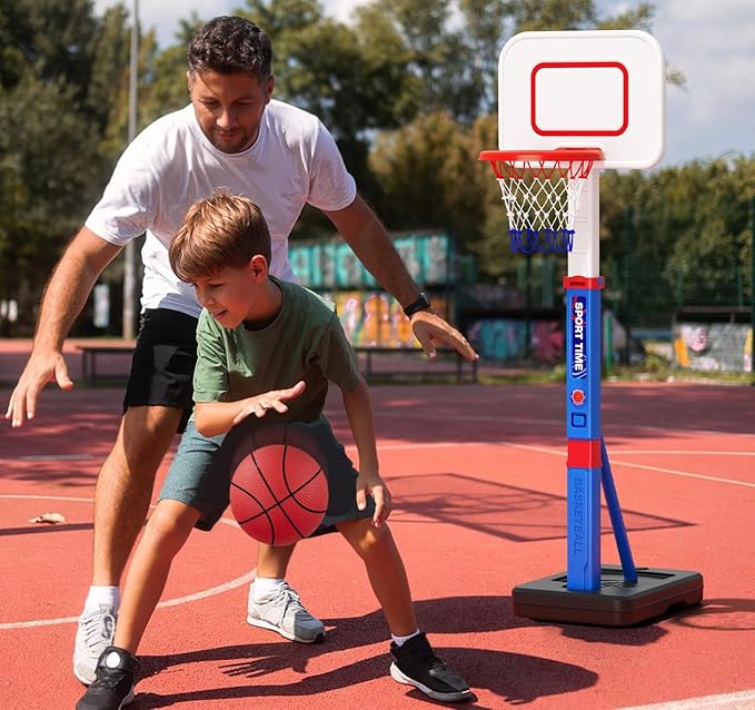 Toddler Basketball Hoop, 55" Height Adjustable Basketball Hoop for Kids 1-3 3-5, Kids Basketball Goal, Indoor Outdoor Sport Toys Christmas Birthday Gifts for Baby Boys Girls