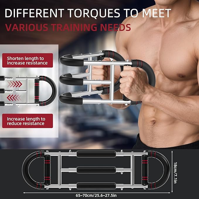 Twister Arm Trainer, Dual Triple-Spring, 30-180lb Adjustable, Chest Arm Shoulder Workout Equipment, Portable Detachable Arm Twister Exerciser for Men, Chest Expander for Gym Home Fitness