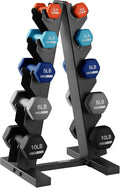 HolaHatha 2, 3, 5, 8, and 10 Pound Neoprene Dumbbell Free Hand Weight Set with Rack, Ideal for Home Exercises to Gain Tone and Definition, Pastel