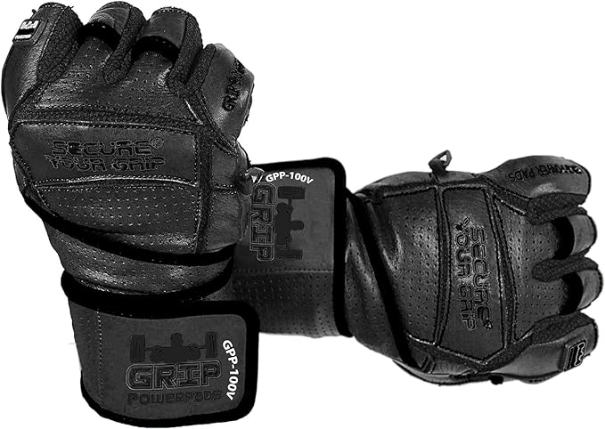 Elite Leather Gym Gloves with Built in 2" Wide Wrist Wraps Grip & Design for Weightlifting Power Lifting Bodybuilding & Strength Training Workout Exercises, Size : Medium