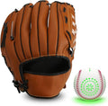 Kids Baseball Glove with Light Up Baseball/LED Rechargeable, 9 Lighting Modes Official Size Leather Weighted Glow Baseballs for Day Night, Sport Toys Games Gifts for Youth Boys