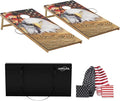 Cornhole Board Set,Corn Hole Games for Adults Outdoor,2X4FT Solid Wood Regulation Cornhole Boards with 8 Cornhole Beans Bags & Carry Case