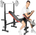 660lbs Weight Bench Set With Squat Rack, 6 in 1 Bench Press Set with Preacher Curl Pad, Weight Benches for Home Gym With Leg Extension, Foldable Incline Decline Workout Bench (Yellow)