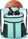 BeeGreen Drawstring Backpack Bag with Shoe Compartment, X-Large Black Gym Sports String Cinch Backpack