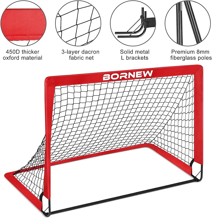 Kids Soccer Goal for Backyard Set - 2 Set of 6X4 / 4X3 ft Toddler Soccer Nets Training Equipment, Soccer Ball, Pop Up Portable Soccer Set for Kids and Youth Games and Training Goals Ages 3-16 Gift