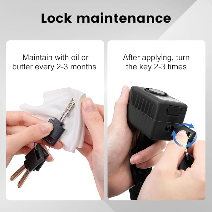 Bike Chain Lock with 110dB Alarm - Heavy Duty Anti-Theft Bicycle Chain Lock,3.94Ft Security Bike Locks with 3 Keys, Waterproof Lock Chain for Bike, Bicycle, Scooter, Motorcycle, Door, Gate, Fence