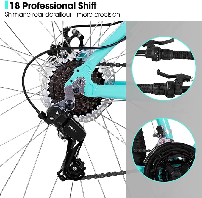 HILAND 20 Inch 26 Inch Mountain Bike for Women Girl, Lock-Out Suspension Fork, Aluminum Frame, Adult Ladies Mens MTB Bicycle