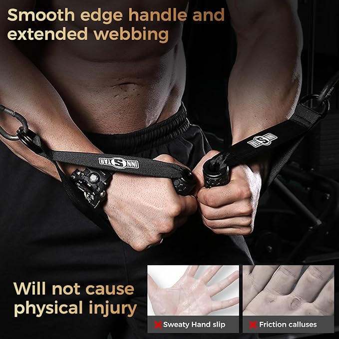 INNSTAR Cable Handles Gym Equipment, Resistance Band Handles with Solid ABS Core Grips, D Handle Cable Attachment, Heavy Duty Exercise Handles, Cable Machine Handles