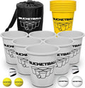 BucketBall | Team Color Edition | Combo Pack (Silver/Yellow): Original Yard Pong Game: Best Camping, Beach, Lawn, Outdoor, Family, Adult, Tailgate, Jumbo, Giant Game