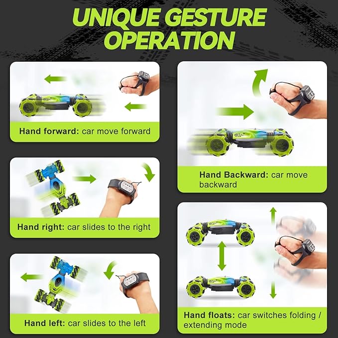 Dysaim Gesture RC Car Hand Controlled Stunt Car for 6-12 yr Boys Girls, 2.4GHz Remote Control Gesture Sensor Toy Drift Twist with Light Music for Kids Birthday Xmas Gift