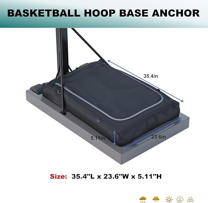 Basketball Hoop Sandbag，Weather-Proof Heavy Duty Weighted Base Anchor for Basketball Hoops, Basketball Hoop Anchor Can Hold in Excess of 200 lbs，Extra Safety for Your Sport