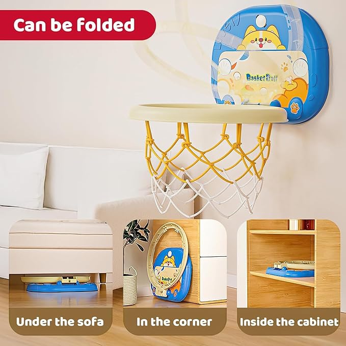 Basketball Hoop for Toddlers 1-3 Baby Toddler Mini Basketball Hoop,Indoor Fun for Boys' Bedrooms,Perfect Kids' Toy & Birthday Gift for 1-3 Year,Door-Mounted, Adjustable & Portable(Small-No Score)