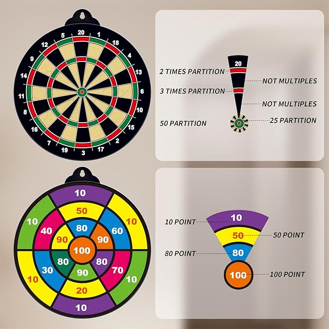 Magnetic Dart Board for Kids and Adult.16in 2 in 1 Double-Sided Large Size with 12 Magnetic Dart+12Sticky Balls,Safe Dart Game Set for 3-12 Year Old,Fun Family Game Friends Gifts