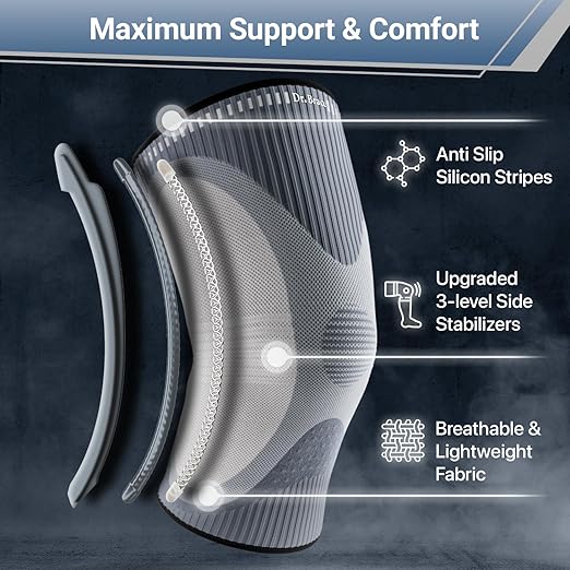 DR. BRACE ELITE Knee Brace with Size Stabilizer (2 Pack) Knee Brace for Women & Men, Workout, Sports, Daily Knee Compression Sleeve for Maximum Knee Pain Support & Fast Recovery (Uranus, X-Large) 2