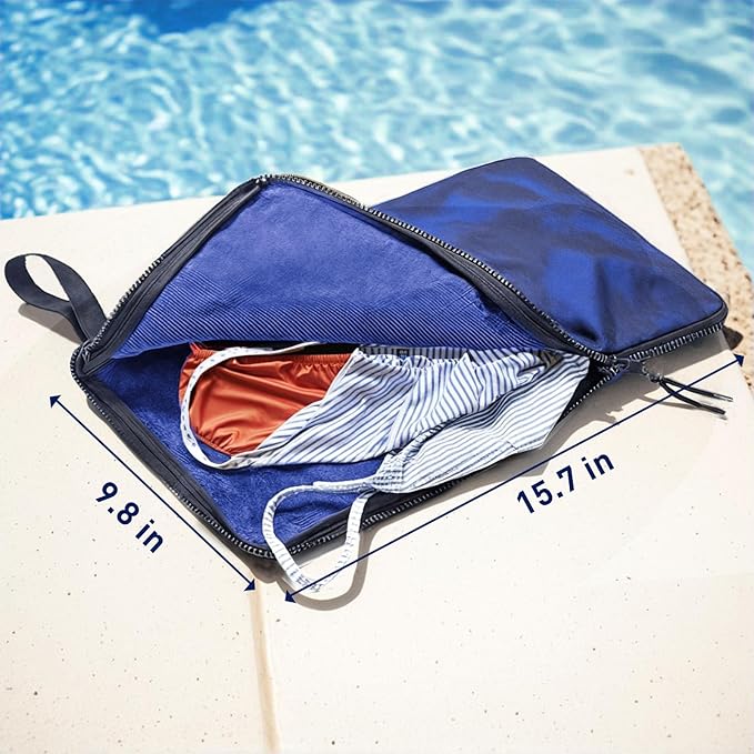 Wet Bag, Wet Dry Bag, Wet bag for swimsuit,Travel, Beach, Pool, Diapers, Dirty Yoga Gym Clothes, Waterproof Embedded Towel Wet Bag(Fleece)-Leakproof Wet Clothes Bag, Beach Travel Essentials