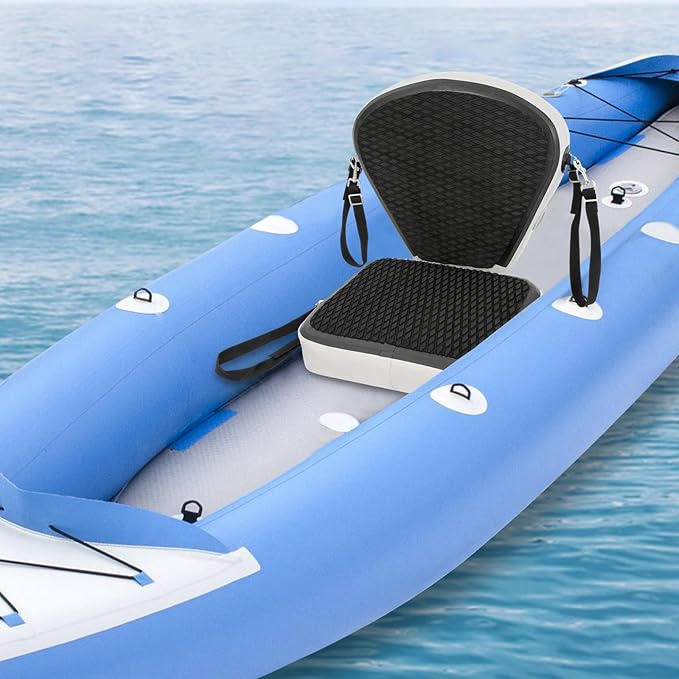 Kayak Seats,Inflatable Kayak Seat,Adjustable Boat Seat,Thicken Seat Cushion for Kayaks Padded,Cushioned Fishing Seats w/Back Support Adjustable Strap for Kayaking Canoeing Drifting (Black)