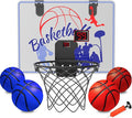 Basketball Hoop Indoor for Kids 4-12 Years Old, Over The Door Mini Hoops with 4 Balls, Scoreboard & Music Accompaniment, Cheering Sounds, Indoor Basketball Hoop Sports Toy Gift for Boys Girls