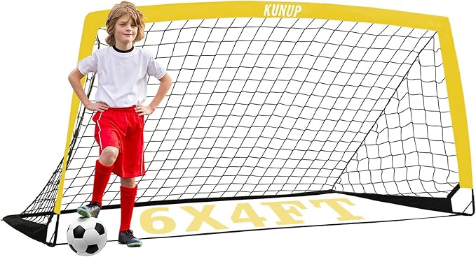 Kids Soccer Goal for Backyard, 5×3, 6×4, 9×5FT Easy Foldable Soccer Practice Net with Portable Carrying Bag for Toddler Youth Adult Soccer Training Equipment Outdoor Sports Game