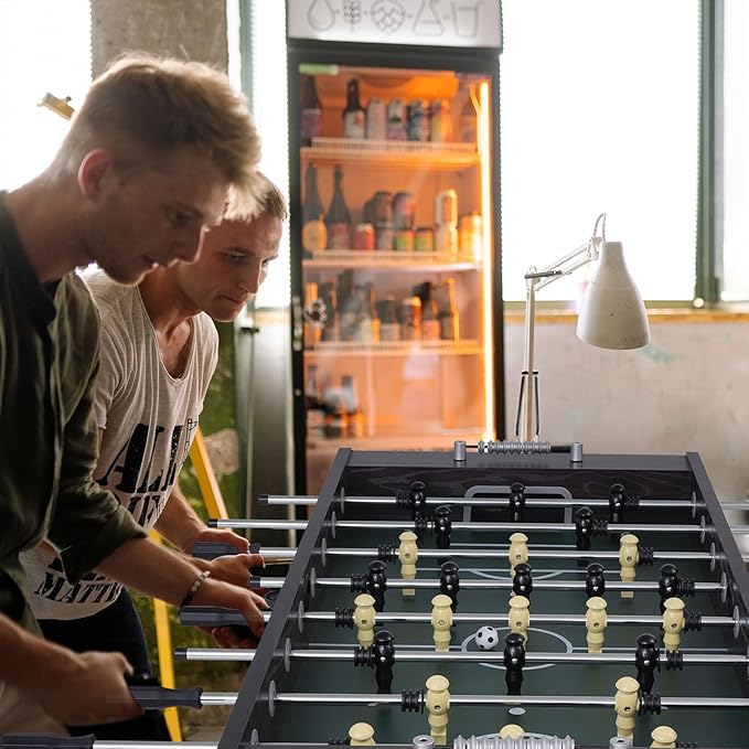Large Size Foosball Table Adult Size, Full Size Soccer Game Table w/2 Balls, Leg Levelers & Heavy-Duty Legs, Durable Arcade Football Table for Game Room, Home, Office, Party