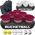 BucketBall | Team Color Edition | Party Pack (Maroon/White): Original Yard Pong Game: Best Camping, Beach, Lawn, Outdoor, Family, Adult, Tailgate, Jumbo, Giant Game