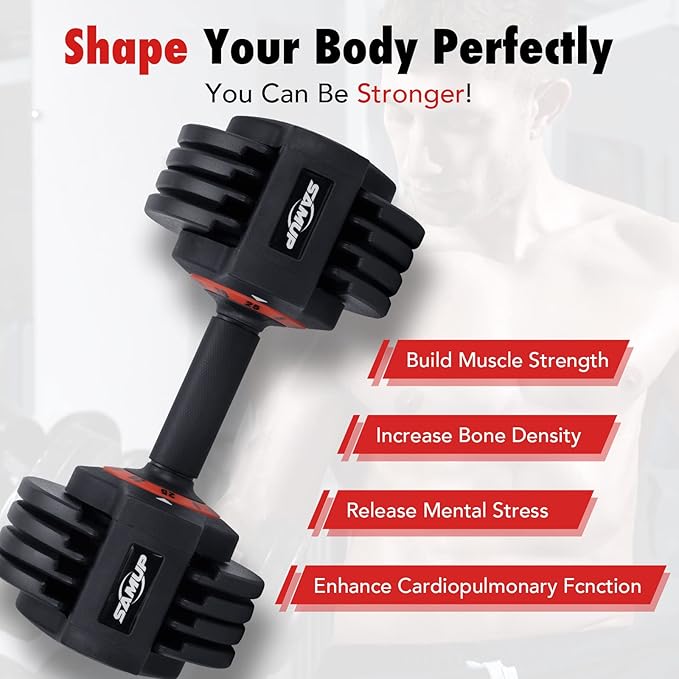 25/55 lbs Pair Adjustable Dumbbells Set, Dumbbells with Anti-Slip Metal Handle for Exercise & Fitness Fast Adjust Weight for Full Body Workout Fitness