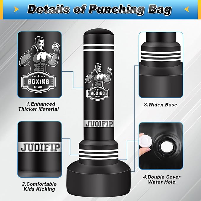 Freestanding Punching Bag for Adults, 70'' Boxing Bag with Stand Kicking Bag Heavy Bag with Boxing Gloves and Electric Air Pump, Women Men Kickboxing Bags for Beginners Training MMA Muay Thai Fitness