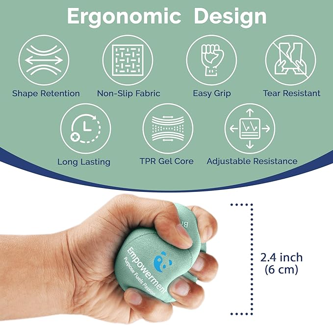 Mind & Body Stress Balls for Adults - Triple Density Squeeze Balls for Hand Therapy & Grip Strengthening - Stress & Anxiety Relief - Physical Therapy Support - Soft, Medium, Hard Gel Core