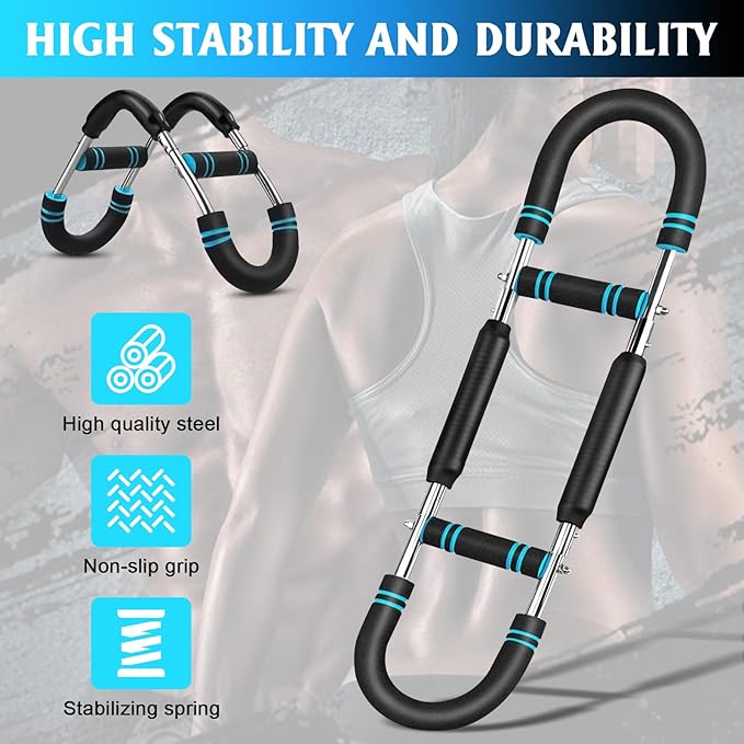 Twister Arm Trainer, Adjustable Chest Workout Equipment, Arm Trainer for Men, Portable Power Twister Bar, Detachable Design Fitness Anywhere