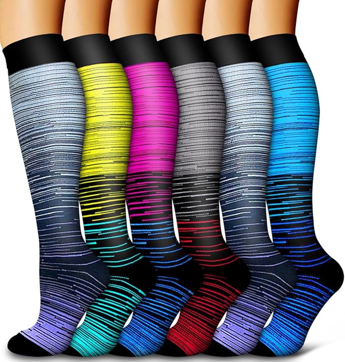 6 Pack Copper Compression Socks for Women and Men Circulation-Best Support for Medical, Running,Nursing,Athletic