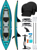 OCEANBROAD Inflatable Sit-in Kayak, 1 Person/2 Person Blow Up Kayak for Adults with Paddle, Kayak Seat, Pedal, Hand Pump and Bag, Blue/Sky Blue