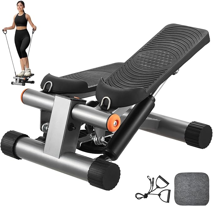VEVOR Stair Stepper, Mini Stepper for Exercise at Home, Hydraulic Fitness Stepper with Resistance Bands, Full Body Workout Cardio Equipment, Stair Climber with LCD Monitor, 330LBS Load Capacity