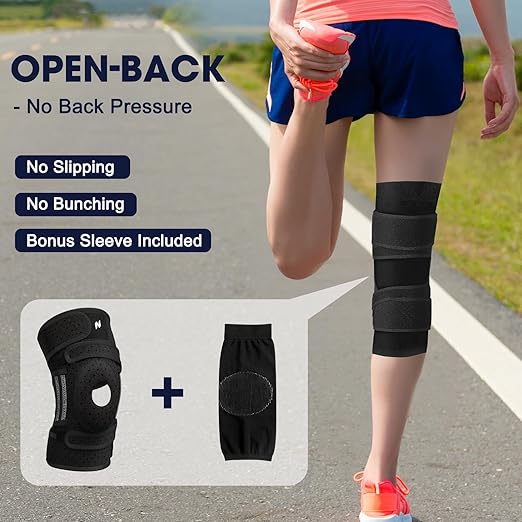 NEENCA ELITE Knee Brace for Men & Women - Open-Back Knee Support with Side Stabilizers & Patella Support for Meniscus Tear, Arthritis Pain, Injury Recovery, Running, Sports (Black, Small)