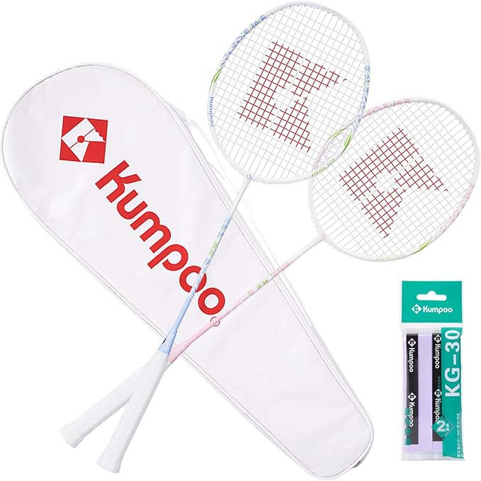 Badminton Racket Carbon Fiber, Badminton Racquet Set with Cover, Badminton Professional Racket Durable for Beginners Outdoor Games Gym