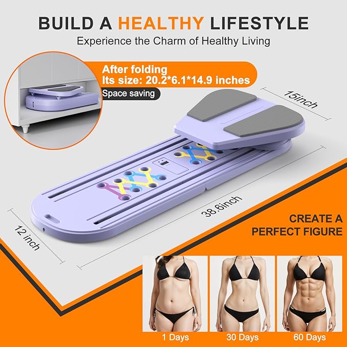 Pilates Board,Pilates Reformer Sets, Multifunctional Abdominal Pilates Board for Home Workout Equipment, Portable Foldable Ab Board Trainer Pilates Exercise Machine,Pilates Board for Women