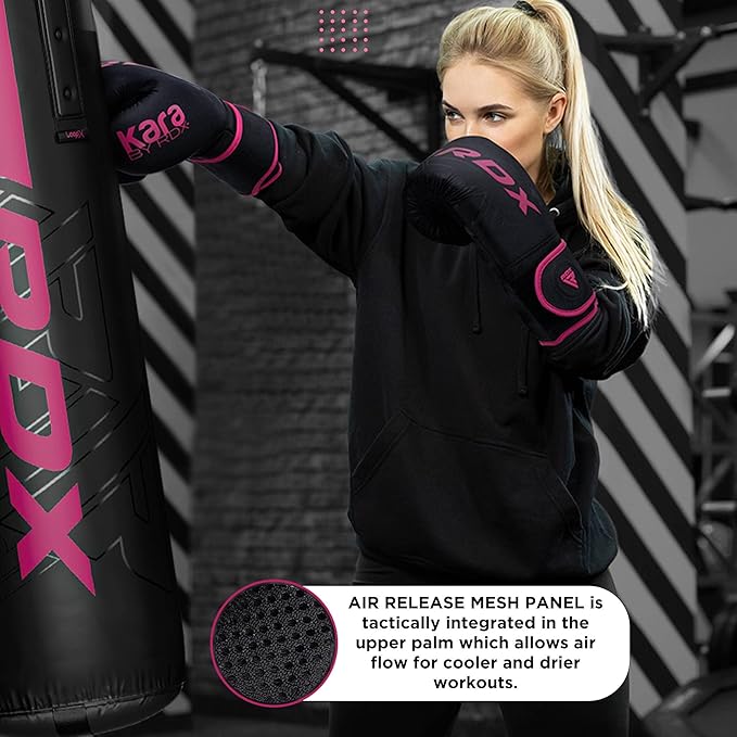 RDX Boxing Gloves, Pro Training Sparring, Maya Hide Leather, Muay Thai MMA Kickboxing, Men Women Adult, Heavy Punching Bag Focus Mitts Pads Workout, Ventilated Palm, Multi Layered, 8 10 12 14 16 18 Oz