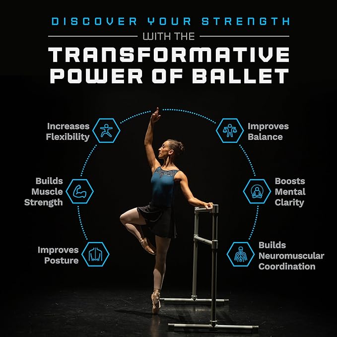 VITA Barre Portable Freestanding Double Ballet Barre, Prodigy, Aluminum | Adjustable Height, USA Made, Home or Gym Exercise Equipment for Kids & Adults | Dance, Fitness, Pilates
